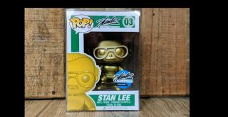 Gold Stan Lee Funko Pop Nycc Exclusive 3 With Soft Protector