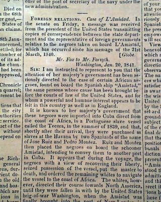 La Amistad Africans Slaves Ship Trade Mutiny Case 1839 Baltimore Md Newspaper