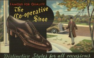 Linen Adv The Co - Operative Shoe Athol Ma Clo Co 1930s Postcard