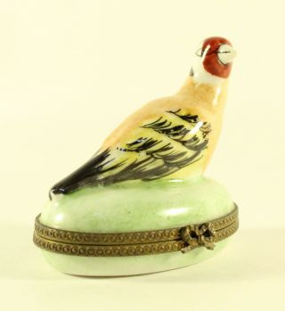 Limoges France Decor Main Bird Trinket Box Hand - Painted Porcelain Signed G L