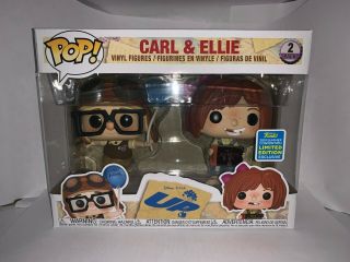 Funko Pop Carl And Ellie 2 Pack - Disney Pixar Up - 2019 Sdcc Shared Exclusive