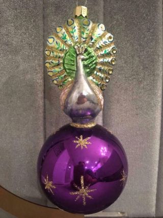 Christopher Radko Vintage Celestial Peacock Purple Christmas Ornament Euc