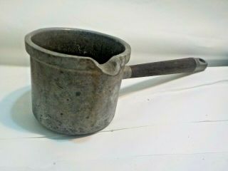 Knobler Vintage Cast Iron Or Pewter Cup For Pouring Molten Metals Wooden Handle