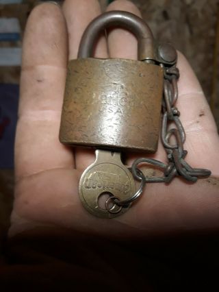 Vintage Brass U.  S.  Military Army Navy Junkunc Bros American Lock Padlock W/ Key