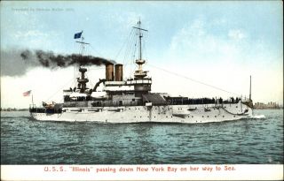 Uss Illinois Bb - 7 Great White Fleet Battleship York Bay
