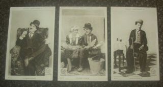 3 X Vintage Charlie Chaplin Postcards Essanay Films Silent Movie Cinema