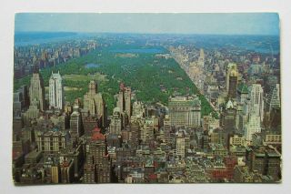 York City Central Park Manhattan Aerial Vintage Standard View Postcard - B466