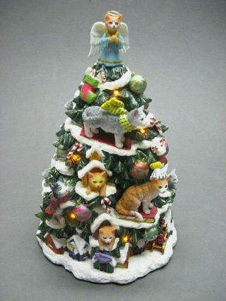 Collectible Danbury Fabulous Felines Christmas Tree Lights & Music