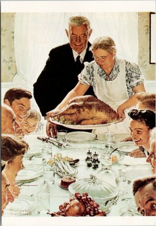 The Four Freedoms Freedom From Want Norman Rockwell Postcard D94