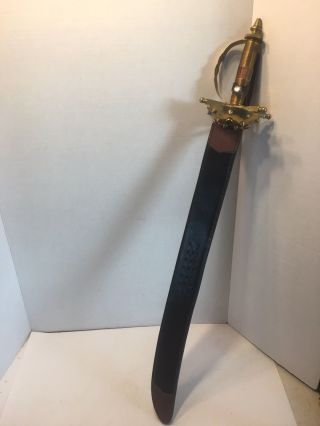 Sword With Brass Handle And Scabbard 36 " - 4lb