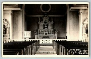 Milford Iowa St Joseph Roman Catholic Church Interior Pulpit & Pew Rppc C1918