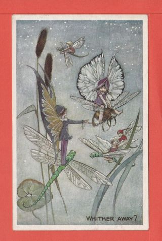 Florence Mary Anderson Wither Away? Fairy Flying On Bee Pb A Vivian Mansell P/un