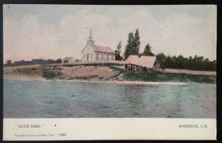 Cape Breton,  Baddeck,  Canada.  C.  1908 Postcard.  View Of " Auld Kirk " Color