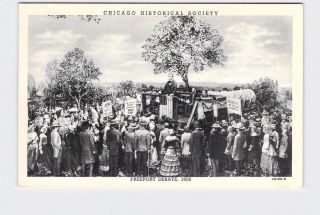 Antique Postcard Illinois Chicago Historical Society Freeport Debate 1858 Lincol