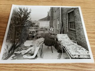 Nypd Crime Photo 60s B&w Dead Man In Backyard Bent Back Graphic 10 " X8 "