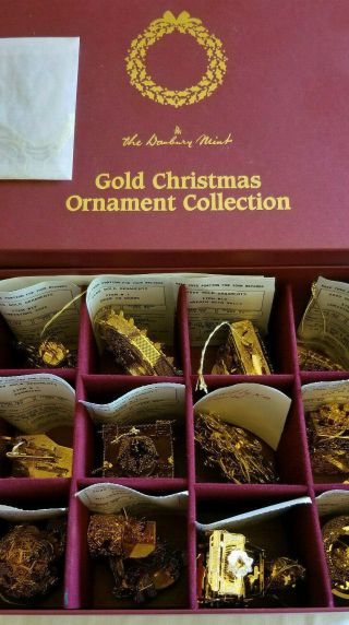 Danbury Set Of 12 Gold 23kt Plated Christmas Ornaments 2000
