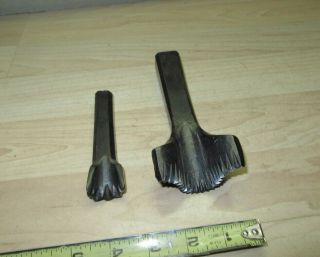 2 Vintage Leather Pinking Stamps Punches Early And Very Unusual Shapes
