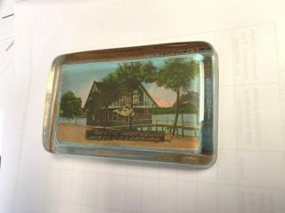 Antique Paperweight Rustic Boat House Harvey 