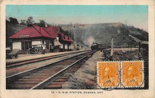 Dundas Ont.  - C.  N.  R.  Station Railway Railroad - Publ.  Dunlop.