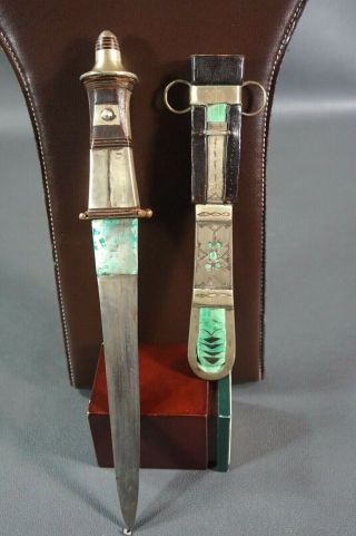 Antique Berber Knife North Africa Dagger Tuareg Moorish Tombak Silver Scabbard