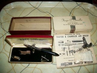 Model A Thayer & Chandler Artist Air Brush With Case Instructions Parts