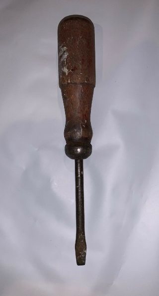 Antique 7 1/4” Wood Handle Flat Head Screwdriver