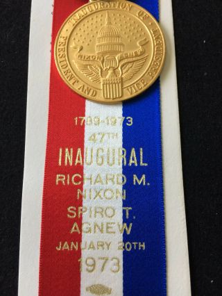 RARE NIXON/AGNEW 47th Inaugural Committee CHAIRMAN 1973 Badge/Ribbon /Medallion 3