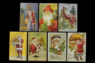 Christmas Santa Claus Post Cards Embossed Germany And U.  S.  A.  1907 - 1912
