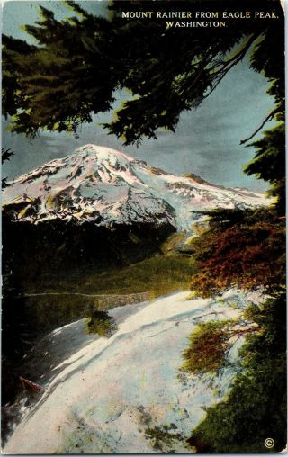 Postcard Wa Mount Rainier From Eagle Peak Washington By Asahel Curtis C1910