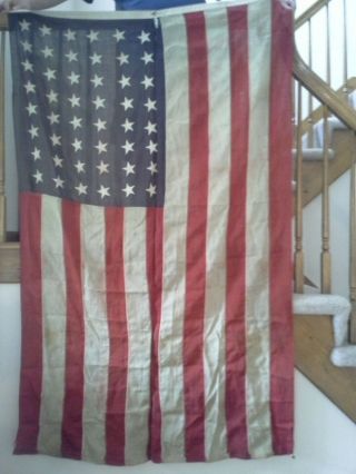 Vintage All Wool Bunting 48 Star American Flag - - - Large Flag - - - 41x72