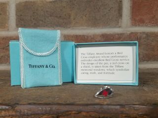 Vintage Tiffany & Co.  Sterling Silver Red Cross Lapel Pin Rare Collectible