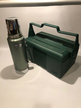 Vintage Aladdin Stanley Thermos And Cooler Insulated Lunchbox Locking Handle