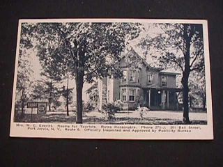Mrs.  M.  C.  Everett,  Rooms For Tourists,  Ball St. ,  Port Jervis,  Ny Postcard