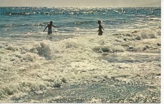 Postcard - NC - North Carolina Outer Banks Beach Ocean Swim Swimmers Unposted 2