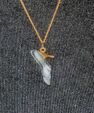 Vintage Swarovski Swan Signed Crystal High Heel Shoe Pendant Necklace Chain