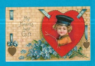 Adorable Dutch Boy On Uns.  Clapsaddle Vintage 1909 Valentine Postcard