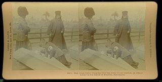 Russo - Japanese War,  Manchuria,  Mukden,  Red Cross Sister,  Brother,  Stereoview