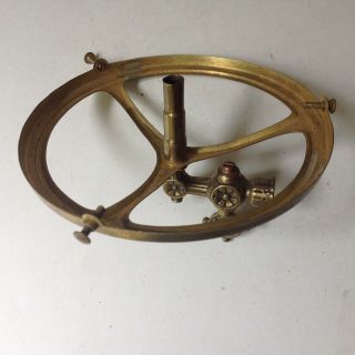 Antique Brass Gas Light Fixture Valve & 5 " Fitter Lamp Shade Holder Ring Parts