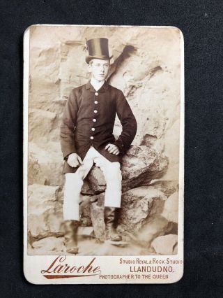 Victorian Carte De Visite Cdv: Dapper Young Gent: Unusual Attire Rocks: Laroche