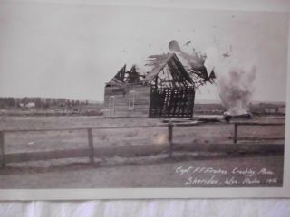 Vintage Sheridan Wy Rodeo Real Photo Postcard - Capt.  Frakes Crashing Plane 1936