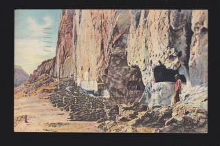 1c Stamp 1943 No.  56 North Wall Ancient Ruins Frijoles Canyon Nm Linen Postcard