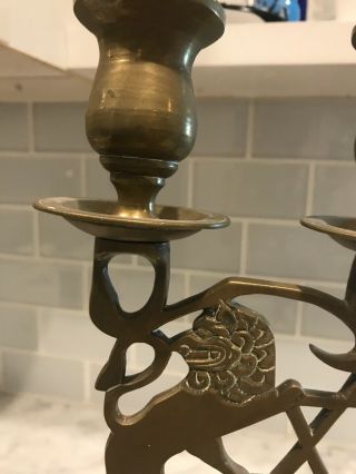 brass candelabra pair With Star Of David And Lions 6