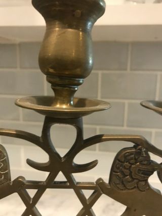 brass candelabra pair With Star Of David And Lions 7