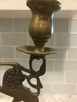 brass candelabra pair With Star Of David And Lions 8