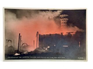 Crystal Palace Destroyed By Fire Real Photo Rppc Unposted On Post Card I811