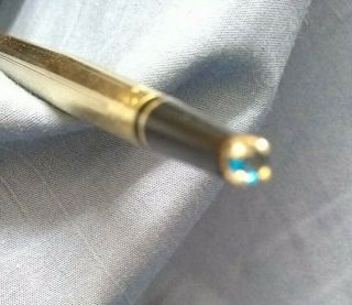 Vintage Gold Cross Desk Pen 1/20 10 Kt Gold Filled - Blue Gem Tip - Fantastic