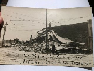 Vintage Real Photo Postcard - Sioux Falls,  Sd Tornado? Damage Feb 1914