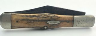 Vintage Kabar Ka - Bar Stag Handles 1 Blade Folding Pocket Knife Usa
