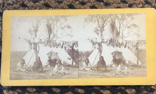 Vintage Stereoview Card Sioux Indians Minnesota And Northwestern Views