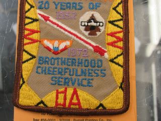 BOY SCOUTS OF AMERICA Kawida Lodge 480 20 YEAR BROTHERHOOD PATCH 3